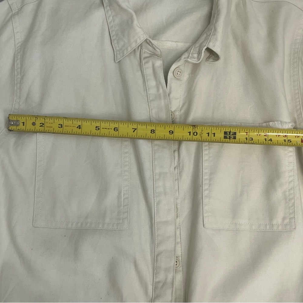 Aerie Utility Romper Sz L Cream Long Sleeve Button Front Drawstring Cotton Twill - Picture 7 of 10